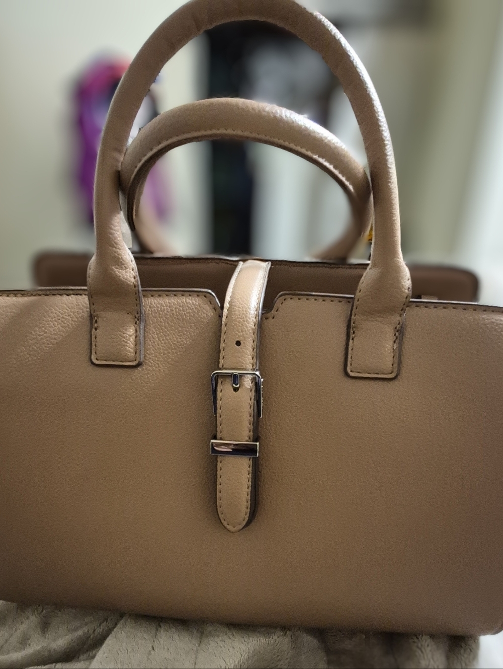 Classic Tan  Annie Klien Leather Satchel Handbag
